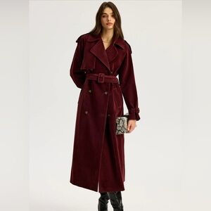 Commense Burgundy Wine Trench Coat Sm